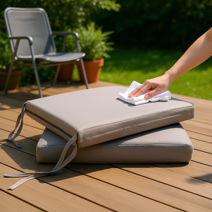 Cuscino per Sedia da Campeggio Impermeabile 100% Poliestere Intrecciato 45x45x5 cm con Cinghie di Fissaggio Facile da Pulire Rimovibile con Cerniera - Product Image 2