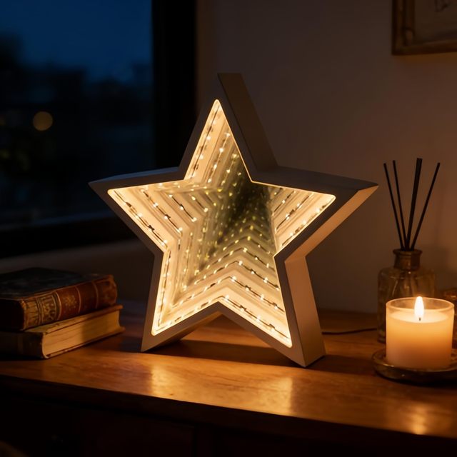 Factory Wholesale Custom Five-pointed Star Infinity Mirror Tunnel LED Night Light 3D Desktop Neon Sign Home Party Decor Lamp