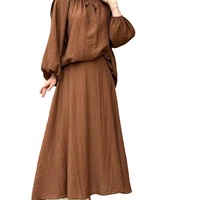 Ensemble de 2 pièces : Blouse et jupe longues amples à manches longues, longueur cheville, en mousseline respirante, tenue de mariage islamique, vêtements musulmans