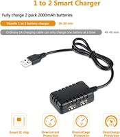 Baterai VICMILE 7.4V 2000mAh 2S dengan Konektor SM-2P (2 Buah) untuk Kapal, 1000 Siklus