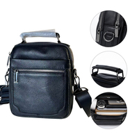 Sac bandoulière compact en cuir véritable pour homme, sac messager à fermeture éclair avec sangle réglable pour le travail et les voyages