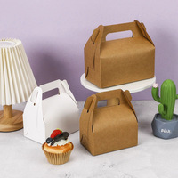Boîte à gâteau en papier kraft réutilisable en stock, pour mousse et pâtisserie, emballage portable à emporter et pour la pâtisserie
