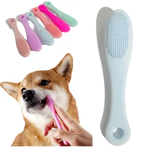 Silicone Dog bàn chải đánh răng Ergonomic Dog bàn chải đánh răng với thiết kế cải tiến Cat ngón tay bàn chải đánh răng cho pet chăm sóc nha khoa