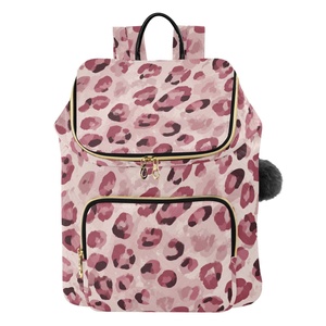 <b>Print</b> <b>Leopard</b> <b>Print</b> Design Top Quality Customs Large Capacity Daily Use Fashion Gold Zipper Pocket <b>Backpack</b> - Product Image 1