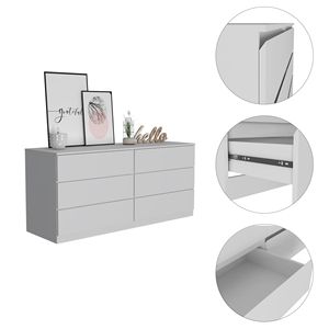 White <b>6</b>-<b>Drawer</b> Rectangle Dresser - Product Image 6