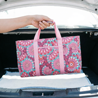 Tas Jinjing Mahjong Pink Boho Mandala Portabel Ringan untuk Membawa Ubin, Tas Tangan dengan Ritsleting, Organizer Penyimpanan Perjalanan, Hadiah untuknya