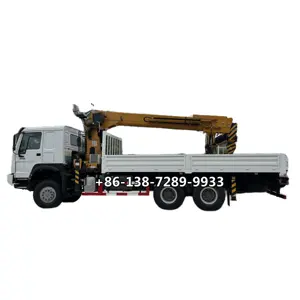 Multifunctional SQ12SK3Q 10 ton - 14 ton truck bed lift mounted auger crane with 1m 2m 3m Excavator attachment earth auger drill