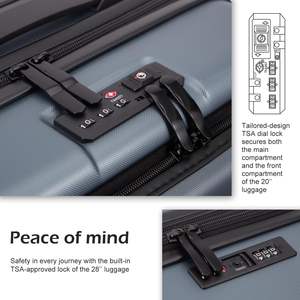 <span class=keywords><strong>Valise</strong></span> de <span class=keywords><strong>cabine</strong></span> de voyage ultra légère personnalisée en <span class=keywords><strong>polycarbonate</strong></span> PC 100%, avec port USB, poche avant - Product Image 4