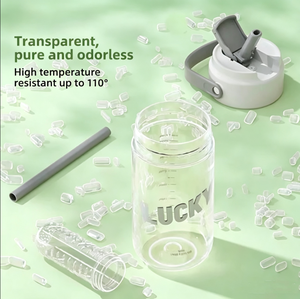 Bottiglia di acqua di plastica trasparente di grande capacità personalizzata ecologica 600ml 800ml con paglia per bambini - Product Image 4