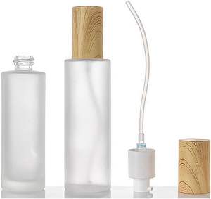 Bouteilles en verre en gros 30ml 40ml 50ml 60ml 80ml 100ml 120ml 150ml Bouteille pulvérisateur en verre dépoli transparent Bouteille à pompe Couvercle en bambou - Product Image 1