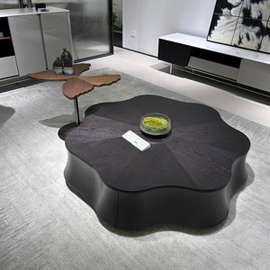 طاولة قهوة إيطالية جديدة بتصميم بسيط وغير منتظم على شكل بتلات من الخشب الصلب لأثاث غرفة المعيشة، بطراز منتصف القرن الحديث - Product Image 5