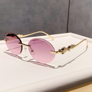 Gafas de Sol Ovaladas sin Montura, Lentes Degradadas, Protección UV400, Estilo Retro, Unisex, para Adultos, Moda para Exteriores - Product Image 2
