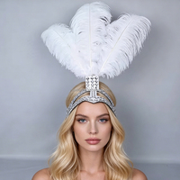 Coiffe en plumes Yuce pour costume de Samba, performance de carnaval, plumes d'autruche argentées, danse, scène, mariage, artisanat