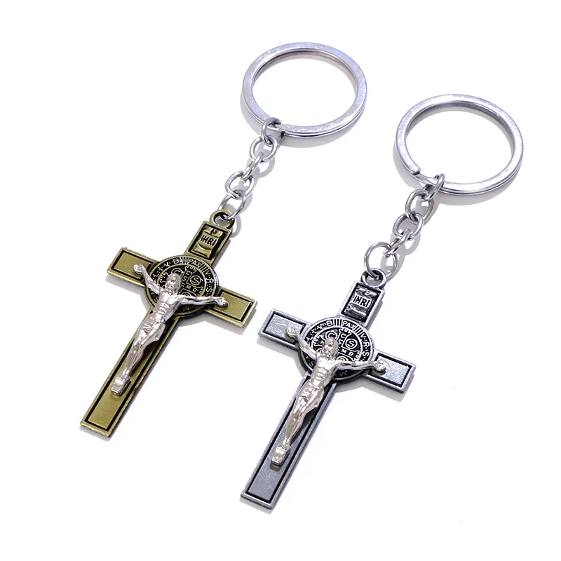 LLavero de Metal con colgante religioso para llavero, cadena de Metal con colgante de cruz de Jesús para regalo de catalicista, 2022