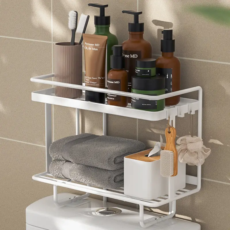 Sopra il deposito del bagno a 2 livelli Organizer scaffali multifunzionali wc Rack