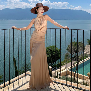 <span class=keywords><strong>Vestido</strong></span> Largo sin Mangas con Cuello Halter para Mujer, Elegante, Formal, para Cóctel, Fiesta, Noche, Primavera/Verano - Product Image 1