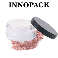 Rond en plastique de luxe Récipient de poudre cosmétique pour le visage Pot de poudre avec tamis Vide Compact Loose Black PVC Recyclable Accept