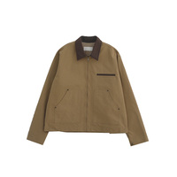 Veste de travail robuste pour homme, coupe oversize, style vintage décontracté, impression de logo personnalisée, en toile délavée, col rabattable, type bomber