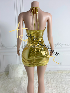 Ocstrade Beaded Applique Rhinestone Party Dinner Birthday Cocktail Dresses Women <strong>Pu</strong> <strong>Leather</strong> Bodycon Club Dresses Sexy New 2024 - Product Image 6