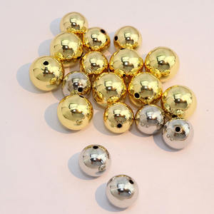 목걸이 주얼리 제작용 <span class=keywords><strong>10mm</strong></span> 12mm 14mm 16mm 18mm 대형 사이즈 18k 골드 실버 도금 메탈 황동 속이 빈 라운드 볼 비즈 - Product Image 2