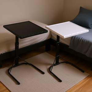 Table pliante portable 1 pièce Noir/Blanc 3 hauteurs réglables 3 angles Capacité de charge de 55 lb Meubles de maison Lit Dortoir Bureau Canapé - Product Image 2