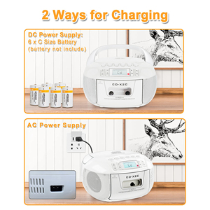 Lecteur de cassettes CD portable avec radio AM/FM, enregistreur USB BT, télécommande pour la maison, la cuisine et l'apprentissage des langues - Product Image 2