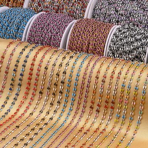 Chaîne ovale en acier inoxydable plaqué or 18 carats avec émail double face <span class=keywords><strong>pour</strong></span> la fabrication de <span class=keywords><strong>bijoux</strong></span>, accessoires - Product Image 2