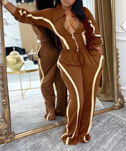 Bộ đồ nữ 2 mảnh phối màu 2025, áo ngắn tay dài có khóa kéo + quần dây rút, phong cách thể thao năng động mùa đông - Product Image 2