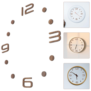 <span class=keywords><strong>Horloge</strong></span> <span class=keywords><strong>murale</strong></span> en noyer noir sans cadre <span class=keywords><strong>chiffres</strong></span> de bricolage autocollant en bois de décoration auto-adhésif - Product Image 1