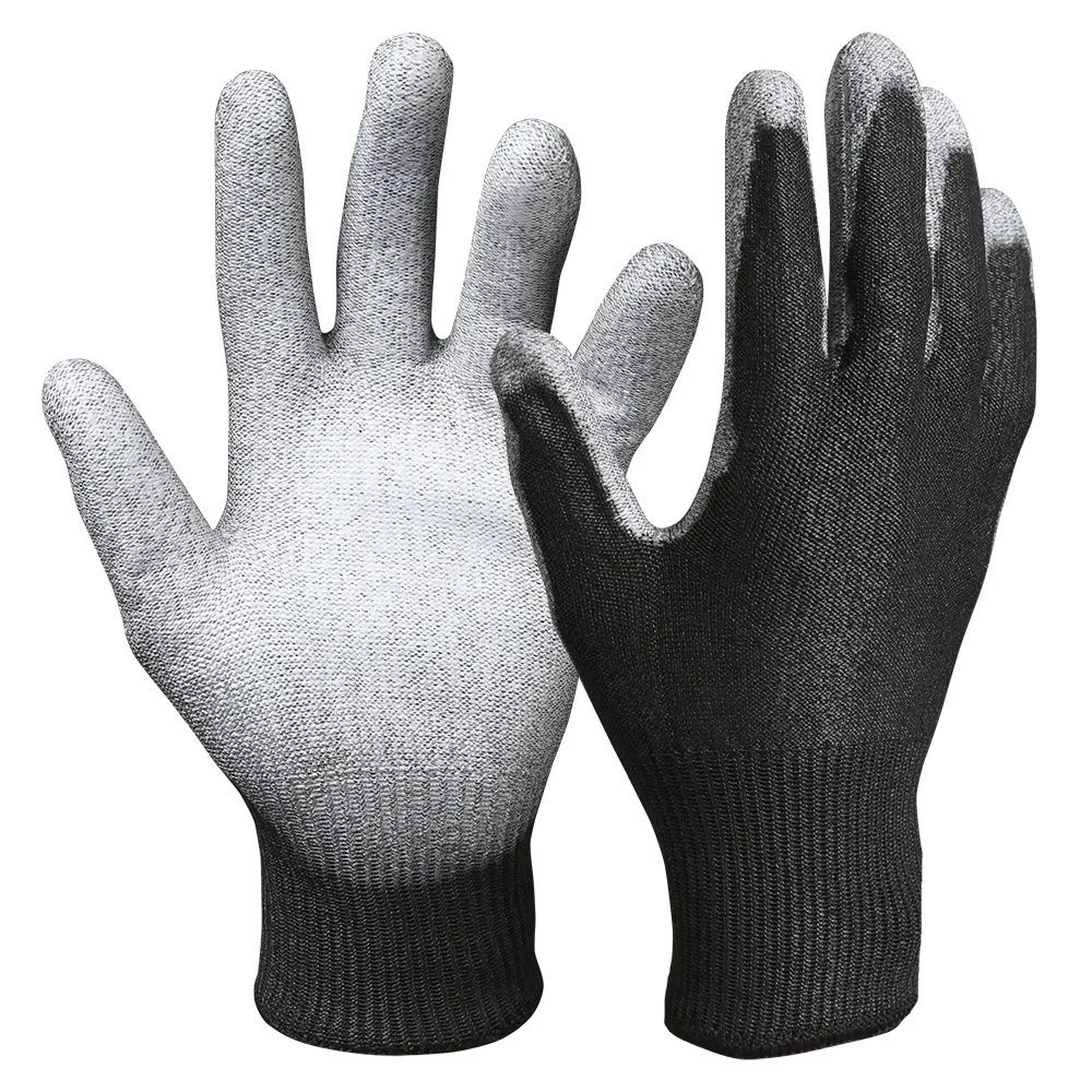 Seamless Knit Gloves with Polyurethane Coated Smooth Grip on Palm Fingers Cut Resistant Ideal for General Duty Safety Work