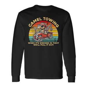 Camiseta de manga larga con diseño de gráfico divertido de grúa de remolque vintage de Camel Towing - Product Image 1