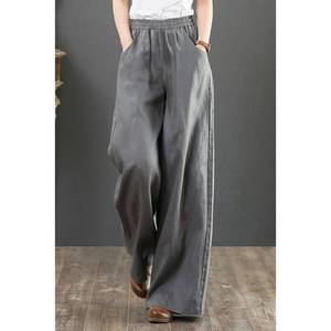 <span class=keywords><strong>Pantaloni</strong></span> da donna in cotone e <span class=keywords><strong>lino</strong></span> letterario primavera ed estate <span class=keywords><strong>pantaloni</strong></span> larghi a vita alta lunghi fino al pavimento - Product Image 4