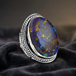 Rose Gold Plated <b>Turquoise</b> Fashion <b>Ring</b> for Women-Trendy Statement Jewelry - Product Image 3