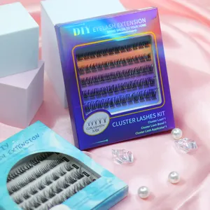 Factory Outlet Diy Eyelash Extension Kit With Premade Paper Card Box Salon Effect Diy Segment Eyelash Cheap Price Wholesale