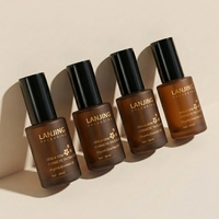 Flacon compte-gouttes en verre ambré mat de luxe pour cosmétiques et soins de la peau, 30 ml (1 oz), avec bouchon pompe blanc pour sérum