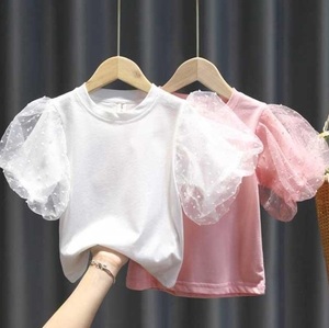 Camisetas de Manga Corta para Niñas, Ropa Nueva 2021, Camisetas con Mangas Abullonadas, Camisetas de Verano para Bebés y Niñas - Product Image 1
