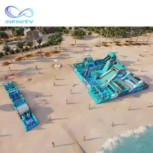 Customized inflatable water amusement park games outdoor water park playground mint green adult inflatable water park on beach