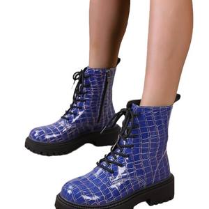 Stivali da Donna con Suola Spessa, Taglia Grande, Stile Britannico, Nuovi Stivaletti Invernali con Punta Tonda, Rete e Tacco Spesso - Product Image 5