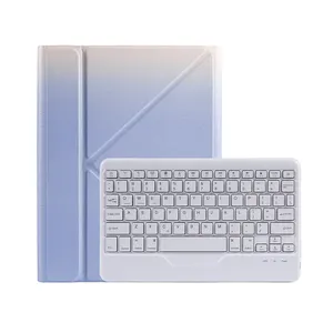 CYKE 삼각형 브래킷 그라디언트 컬러 태블릿 키보드 케이스 펜 홀더 커버 애플 Ipad 7 8 9 10.2 인치 2021 2020 2019