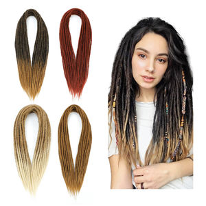 Shinein Hippie stile Dreadlock scatola Boho trecce uncinetto capelli <span class=keywords><strong>con</strong></span> estremità ricci sintetiche Single Ended dread <span class=keywords><strong>extension</strong></span> - Product Image 5