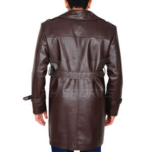 New Style Men's Plus Size Long Leather <b>Coat</b> <b>Stand</b> Collar Waterproof Windproof Brown High Street Fashion <b>for</b> <b>Sale</b> - Product Image 2