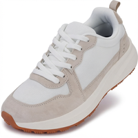 BRONAX Chaussures de sport décontractées pour femmes, à lacets, à bout large, couleur beige