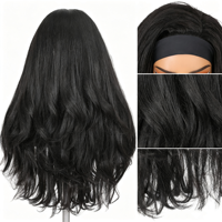 Perruque Bandeau Cheveux Bouclés Ondulés Texture Yaki 26 Pouces Longue avec Mèches 1B/30 en Fibre Premium Prête à l'Expédition