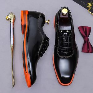 Zapatos de Vestir Formales de Estilo Italiano para Hombre, con Punta Cuadrada, Antideslizantes, Transpirables, Ligeros, con Parches, con Cordones, Hechos a Mano - Product Image 3