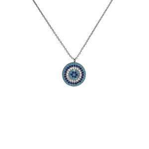 Collier pendentif mode en métal couleur argent Evil Eye Design - Product Image 2