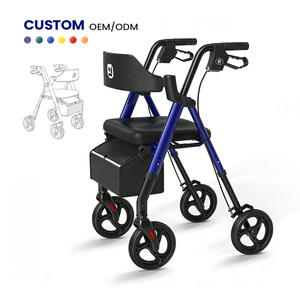 बड़े एंटी स्लिप व्हील के साथ एल्यूमीनियम रोलेटर वॉकर वॉकर, वरिष्ठ गतिशीलता के लिए नरम कुशन सीट हल्के फ्रेम - Product Image 1