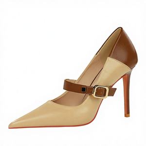 1198-2 BIGTREE Zapatos de Tacón Ultra Alto Delgados para Mujer, Estilo Retro Europeo Americano, Parte Superior de Cuero Genuino Resistente, Verano Otoño - Product Image 3