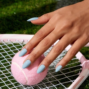 BTArtbox Faux Ongles à Presser en Gel Souple X Bleu, Forme Amande Courte, Couleur Unie, Faits Main, Vente en Gros pour l'Été, 32 Pièces - Product Image 1