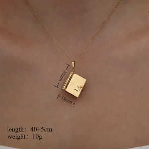 Collier en acier inoxydable sportif unisexe pour couple <span class=keywords><strong>avec</strong></span> diamant, gravure DIY, ouverture et fermeture, album <span class=keywords><strong>photo</strong></span>, lettre d'amour, cadeau en bambou - Product Image 6