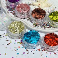 Autocollants d'ornement pour ongles en poudre de paillettes pentagramme multicolores Mini Star, célèbres sur Internet, tailles variées, fournitures de bricolage